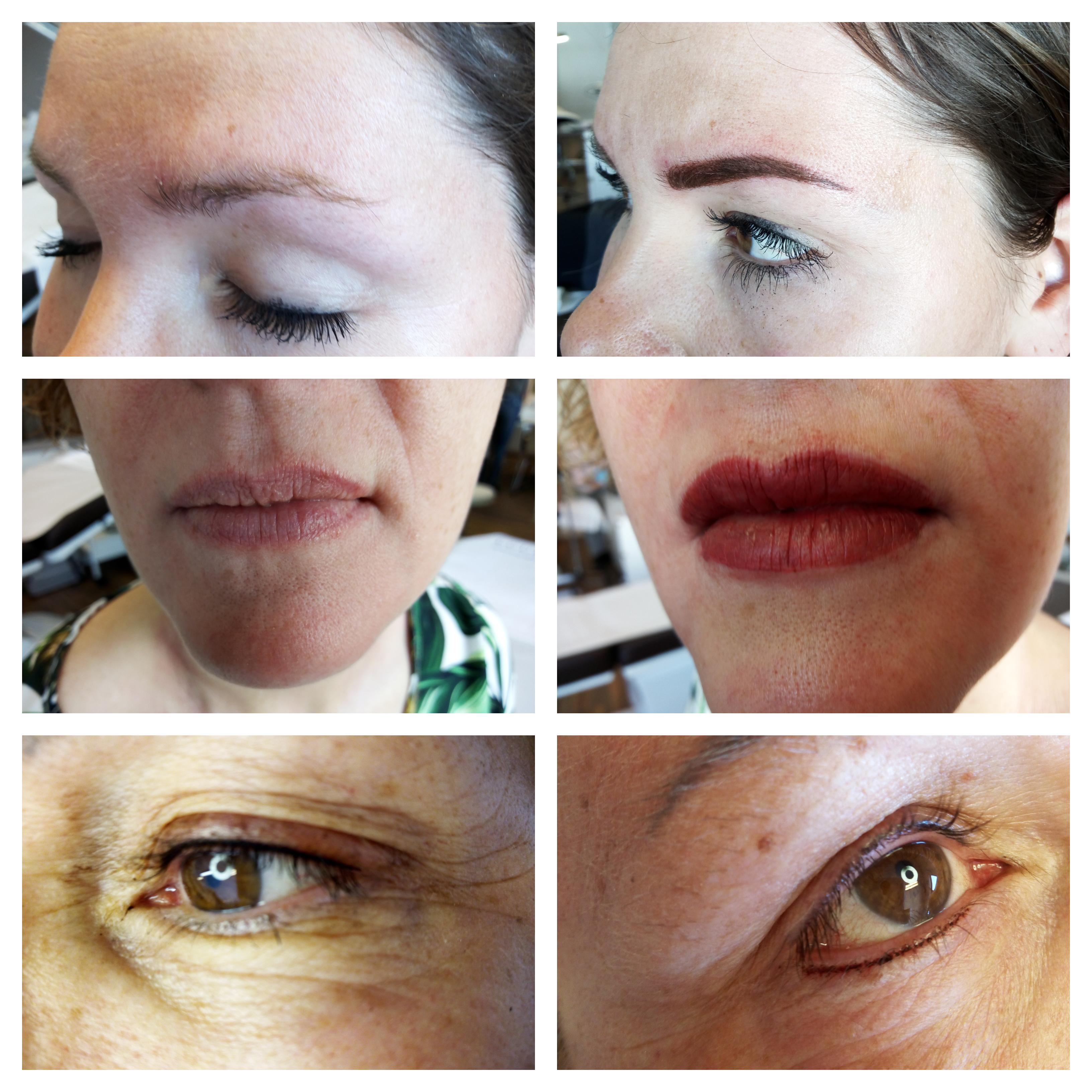 Voor en na: wenkbrauwen, lippen en eyeliner